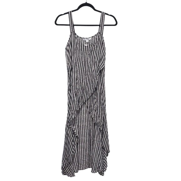 NWT FavLux Fashion Black White Striped V-neck Sleeveless High Low Maxi S - Picture 1 of 6